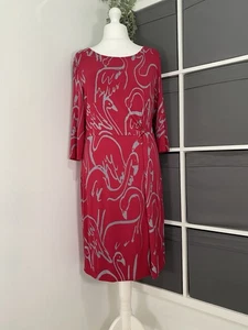 White Stuff Midi Dress Size 16 Flamingo Dinner Dark Rouge Jersey Twist Front - Picture 1 of 6