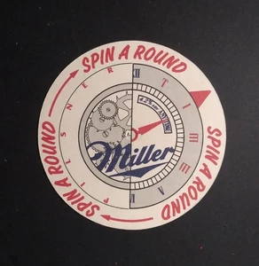 Vintage Miller SPIN A ROUND Beer Coaster Double Sided 3-3/4" diameter - Picture 1 of 2
