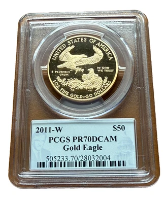 EUA 2011 W Gold 1 oz $50 PCGS PR70DCAM Proof Gold Eagle - Imagem 1 de 2