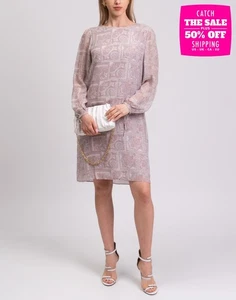 RRP€329 HEMISPHERE Shift Dress Size S Paisley Tie Cuffs Keyhole Back Long Sleeve - Picture 1 of 7