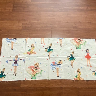 Half Yard Michael Miller Party Girls Fabric Christmas Pin Ups Cotton 18x44 - Image 1 of 4