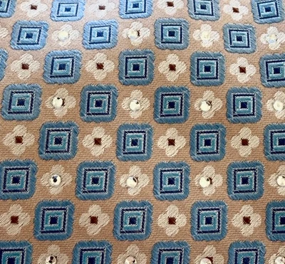 Carolina blue & cream floral  bling tie - Saddle seat tie - Free Shipping! - Image 1 of 3