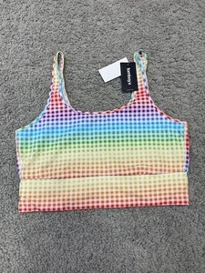 Bralette girocollo lunga TomboyX a quadri arcobaleno per adulti taglia 2X - Foto 1 di 5
