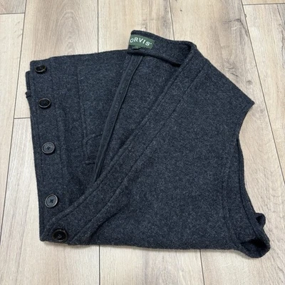 Orvis Gray Wool Vest Button Front Pockets Casual Outdoor Men’s XL - Image 1 of 4