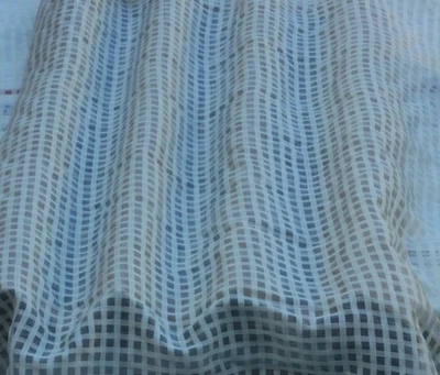 White/Ivory Window Pane Checks on 100% Silk Organza, 44" Wide, By Yard (TS-7525) - Image 1 of 2