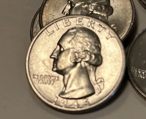 Cuarto de plata 90 % Washington BU/UNC Washington 1945 - baja acuñación - plata subiendo - Imagen 1 de 2