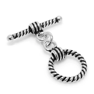 20 SET 14X24MM COPPER BALI TOGGLE CLASP ANTIQUE STERLING SILVER PLATED 568 - Image 1 of 3