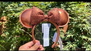 Cerchietto orecchio minnie mouse paillettes bronzo Disneyland autentico 2022 Disneyland - Foto 1 di 6