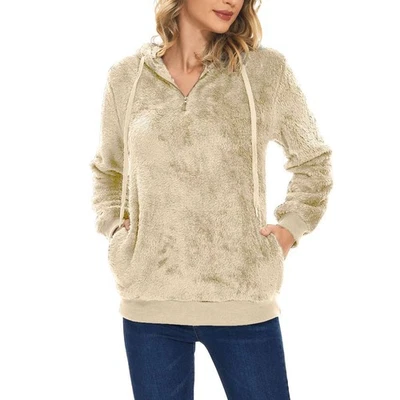 Mujer Invierno Pullover Difuso Polar Calentador Sudadera con Capucha Otoño Prendas Exteriores Foto 1 de 4