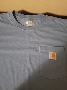 Carhartt Shirt unisex Medium Light Blue Loose Fit Pocket Tee Workwear K87 M - Picture 1 of 3