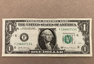 $1 Dollar Bill 07/13/68 Birthday Anniversary Fancy Note July 13, 1968 F19680713G - Picture 1 of 7