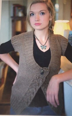 Plymouth Yarn Encore Worsted Knitting Pattern 2755 Bobble Paneled  Vest SZ XS-XL - Image 1 of 4