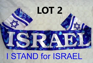 Lot 2 foulards, châles de soutien "Am ISRAEL CHAI", étoile juive de David, drapeau israélien - Photo 1 sur 13