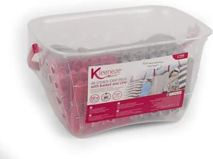 Kleeneze 48 Steady-Grip Pegs With Handy Basket and 20m Washing Line Outdoor - Picture 1 of 4