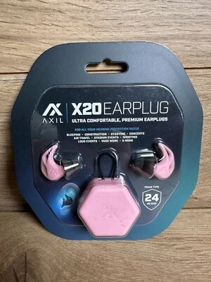 AXIL X20 Pink Earplugs with Convenient Carry Case and Hearing Protection Tips - Image 1 of 2