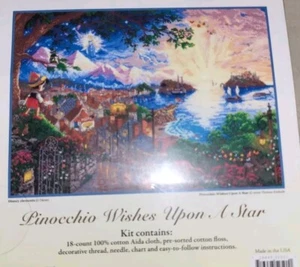 Thomas Kinkade Disney Pinocchio Wishes Upon A Star Counted Cross Stitch Kit - Picture 1 of 6