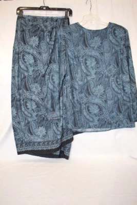 Juego de 2 faldas de colección Lord & Taylor tonos de azul cachemira mezcla de lana y seda, 6-B115 Foto 1 de 4