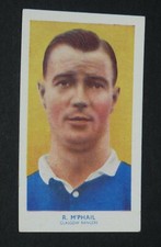 1939 CARD R&J HILL FOOTBALL #14 BOB McPHAIL GLASGOW RANGERS GERS CIGARETTES