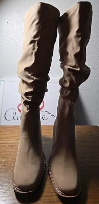 Botas Mia Amore para mujer talla 7W color tostado imitación cuero holgadas media pantorrilla bloque informal Foto 1 de 4