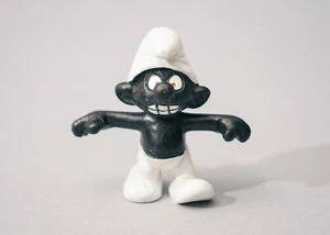 Angry Black Smurf 1966 Peyo Schleich 20007 Large Mold #4 Black Teeth *RARE* - Picture 1 of 6