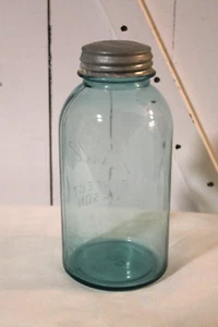 Vintage Ball Mason Jar #9 Blue 1923-1933 Zinc Lid Quart Size - Picture 1 of 6