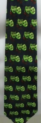 Corbata A. Rogers, Azul Oscuro con Máscaras de Comedia/Drama, ¡Excelente Colores y Estado! Foto 1 de 4