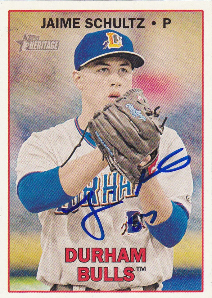 JAIME SCHULTZ DURHAM BULLS TAMPA BAY RAYS SIGNED 2016 CARD LOS ANGELES DODGERS - Image 1 of 1