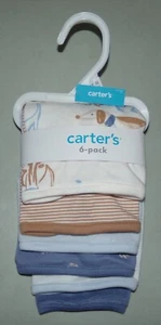 Carter's Baby 6-Pack Washcloths Dogs Paws Bath 10" x 10" Ivory Blue Brown NWT - Picture 1 of 11