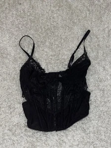 urban outfitters out from under Black Corset Crop Top Bustier Womens S Cut Out - Picture 1 of 3