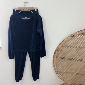 Old navy navy blue High-Waisted Luxe Velvet Jogger Sweatpants and crewneck - Picture 1 of 9