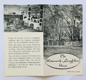 The Wadsworth Longfellow House Portland Maine Small Brochure Rare Vintage (P26) - Picture 1 of 2