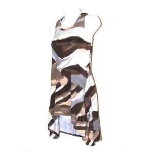 LOGO Lori Goldstein Mujer Vestido sin mangas 2XS Blanco Dobladillo Asimétrico Marrón Gris Bronceado  - Imagen 1 de 9