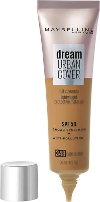 2 x Maybelline Dream Urban Cover Foundations 348 Café au Lait SPF 50 30ml - Image 1 of 4