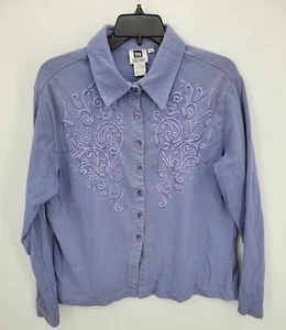 Together Jacke Damen XL blau bestickt Knopfleiste gewebt Boho Art to Wear - Bild 1 von 7