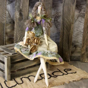 Muñeca de artista vintage estilo Tilda 47 cm muñeca decorativa Shabby muñeca de tela hecha a mano - Imagen 1 de 1