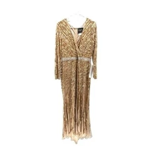 MacDuggal | Vestido de noche 12 lentejuelas doradas nuevo con etiquetas - Imagen 1 de 12