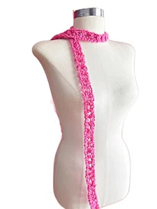 Skinny Scarf, Necklace Scarf, Pink Boucle Light Weight Scarf - Picture 1 of 3