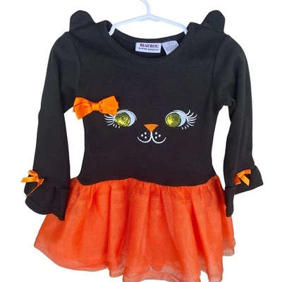 Blueberi Boulevard Girls Halloween 2 Piece Pant Set Black Cat - Image 1 of 4
