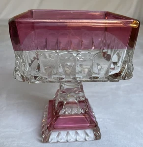 Westmoreland Cranberry Square Pedestal Dish No Lid - Picture 1 of 5
