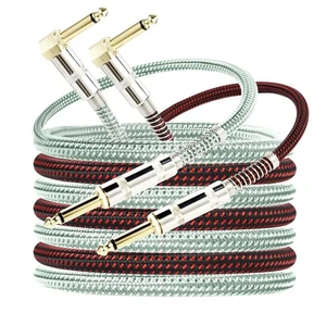 Paquete de 2 cables de guitarra de 10 pies cable de instrumento de acorde de guitarra eléctrica cuarto de pulgada... - Imagen 1 de 8