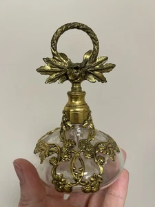 Vintage. Verzierter 24K vergoldeter Ormolu Überfang Glas Parfüm Flakon - Bild 1 von 8