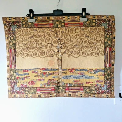 Rare Vintage Klimt Tree of Life Belgium Flemish Tapestry Metrax-Craye 19" x 25" - Image 1 of 4