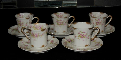 Haviland Limoges 5 sets Morning Glory Demitasse cup & Saucers Schleiger 341-A - Image 1 of 4