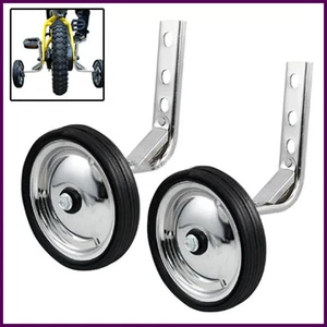 2Pcs Heavy Duty Training Wheels For Kids Bicycle Metal Rubber Adjustable - Picture 1 of 24