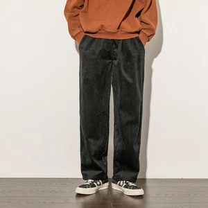 Men Corduroy Pants Trousers Straight Leg Casual Retro Fashion Classic Solid Long - Picture 1 of 16