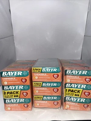 (3)Bayer Aspirin 81mg Chewable Orange Flavor 108 Tablets 06/26 - Image 1 of 2