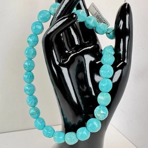 "Grifo redondo de colección nuevo con etiquetas 16"" cuentas azules turquesa reconstituidas piedras preciosas" - Imagen 1 de 8