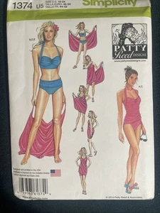 Simplicity 1374 Women’s Pattern NEW Ruched Halter Bikini Wrap Coverup Size 16-24 - Picture 1 of 3