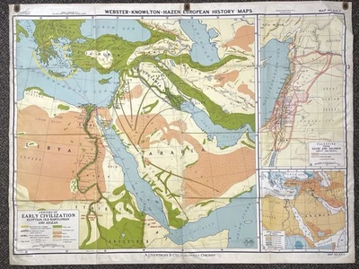 VINTAGE A.J. Nystrom Map Early Civilization Egypt School Classroom A.H. 3 - Image 1 of 4