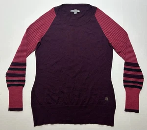 Smartwool 100 % Merinowolle Strickpullover Damen kleine Streifen Ärmel feuchtigkeitsableitend gebraucht, in einwandfreiem Zustand - Bild 1 von 7